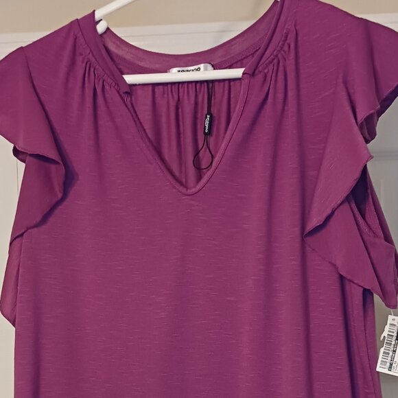 #90 3/$18 - NWOT Zeagoo Purple Short Sleeve Top Size M - Picture 3 of 5